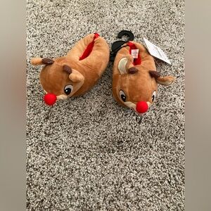 New Baby Infant Rudolph The Red Nose Reindeer Christmas Slippers Size 2